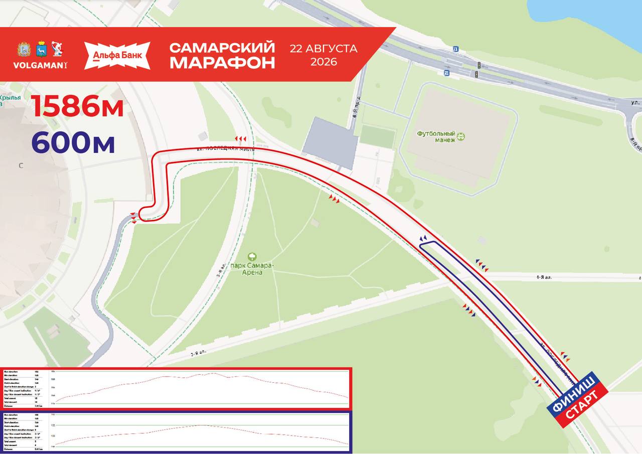 Схема детской трассы Самарского марафона